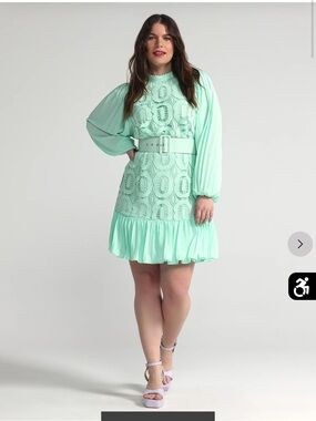 Fashion to Figure Mint Green Lace Belted Mini Dress
